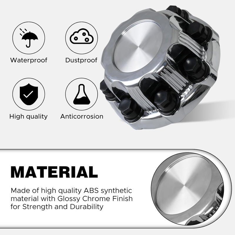 snobli (Set of 4) Chrome Wheel Center Caps 8 Lugs Compatible with Select 16 Inch Van & Truck - Replacement 15039489, 15039488, 9597169, 9597170 - Image 4